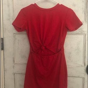 Red tight dress with cutout